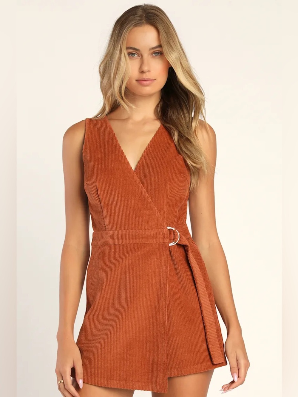 Lulu’s | Women’s Rust Orange Corduroy Romper